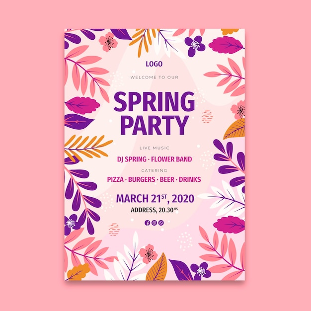 Flat spring poster template