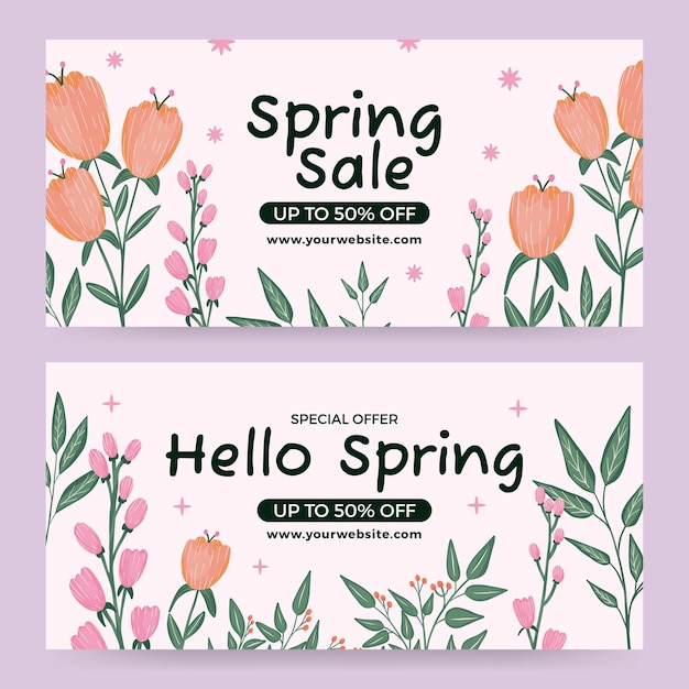 Flat spring sale horizontal banner