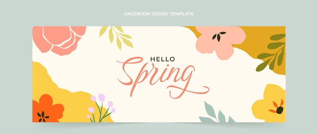 Flat spring social media cover template