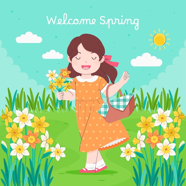 Flat spring time illustration