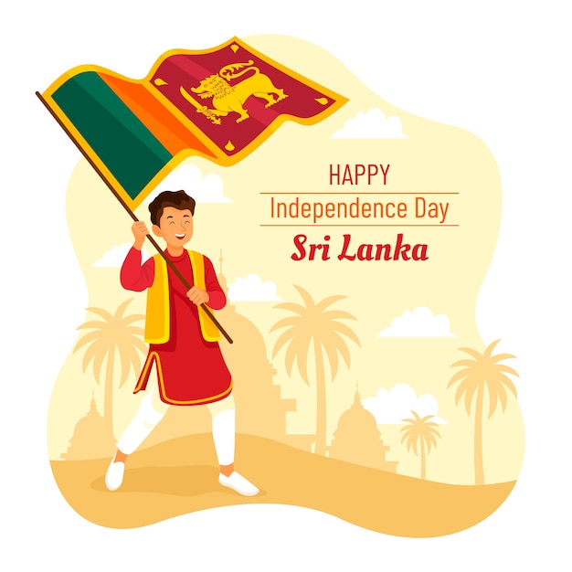 Flat sri lanka independence day illustration