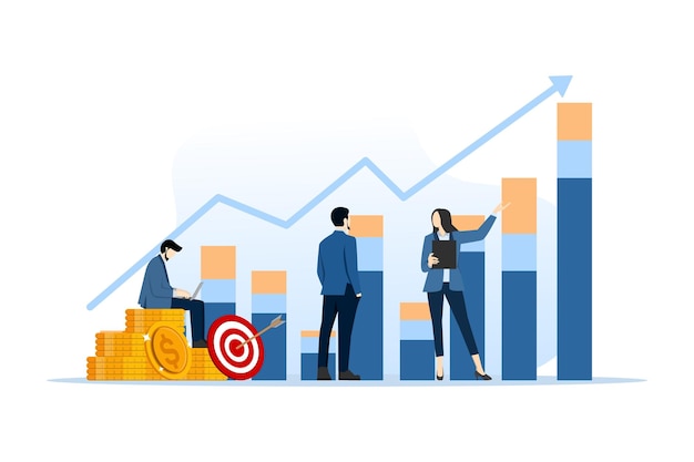 flat statistics concept and data analysis with business team working on monitor chart dashboard