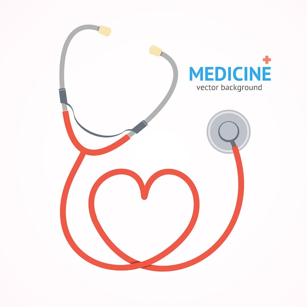 Flat Stethoscope Medicine Healthcare Concept Vector