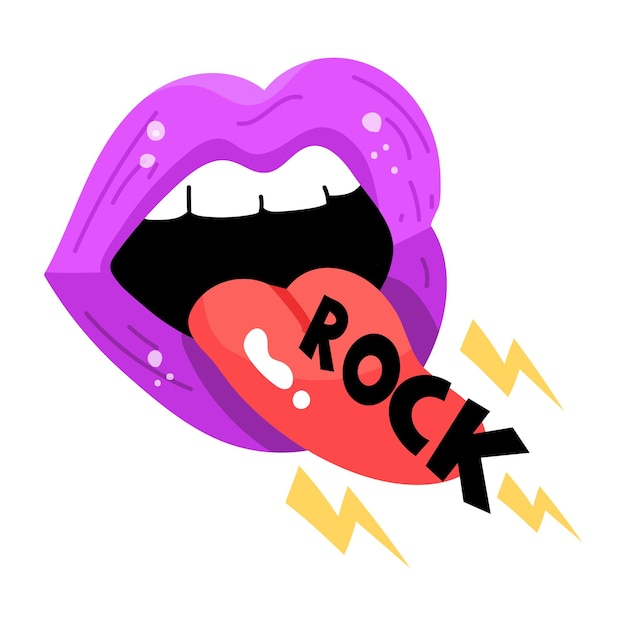 A flat sticker icon of open mouth