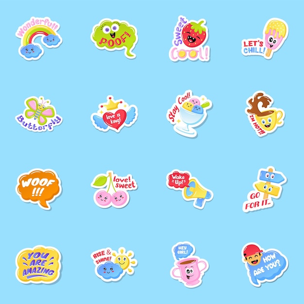 Flat Sticker set of Summer, Fun and Joy