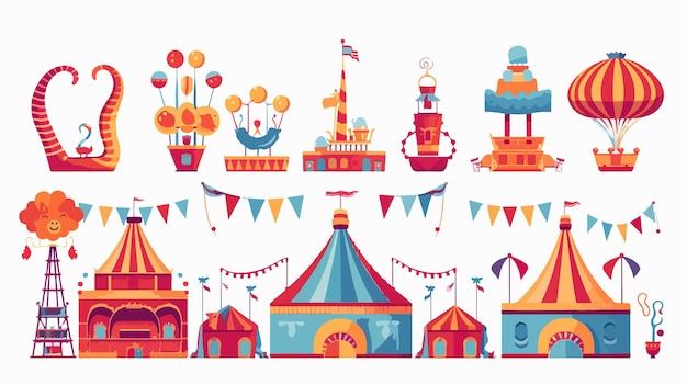 Vector flat style amusement park car vector illustration