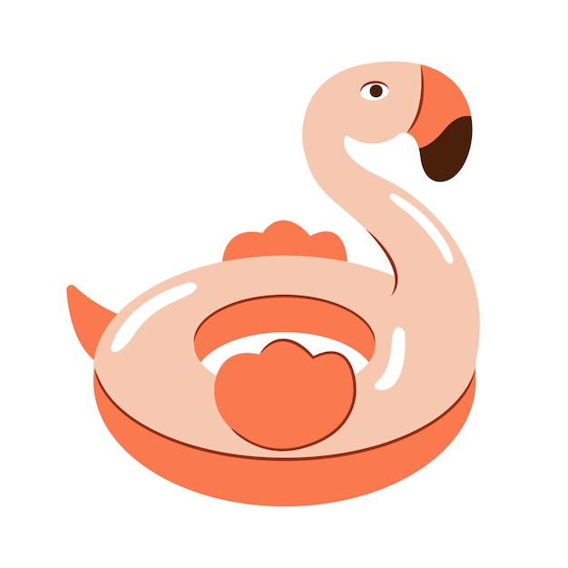 Flat style colorful flamingo swimming ring illustration Rubber pink bird icon