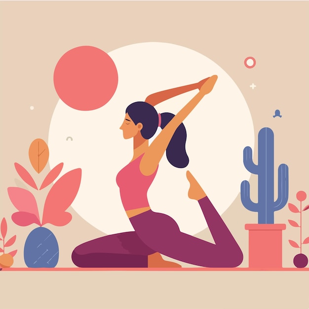 Vector flat style illustration women yoga exercise