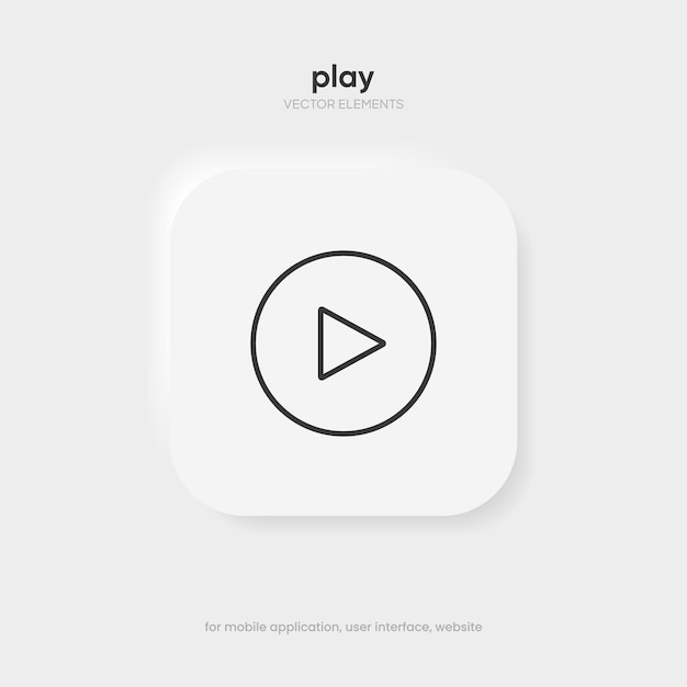 Vector flat style play button icon start sign play music or sound vector element for ui ux website