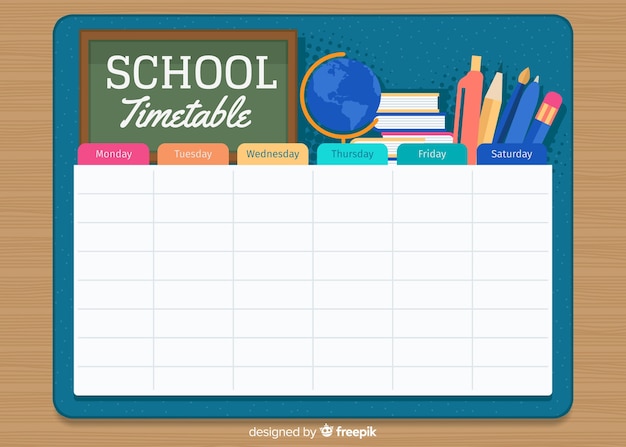 Flat style school timetable template