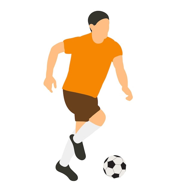 Flat style soccer player with a ball