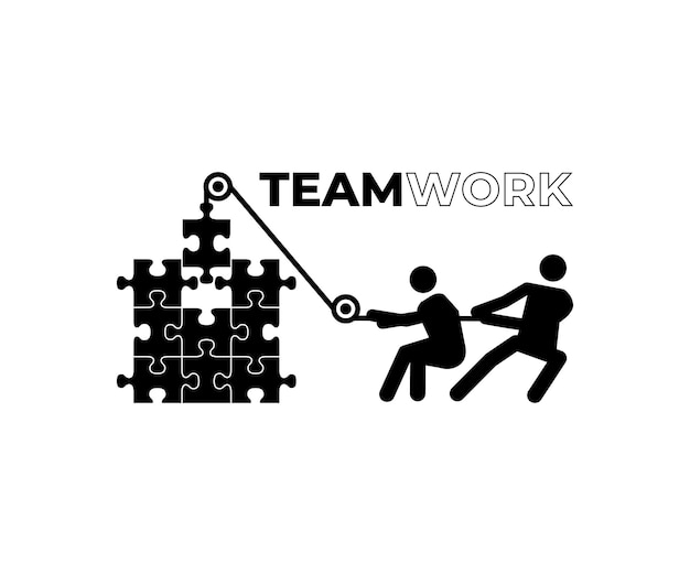 flat style teamwork and development concept people holding puzzle pieces organisation and management