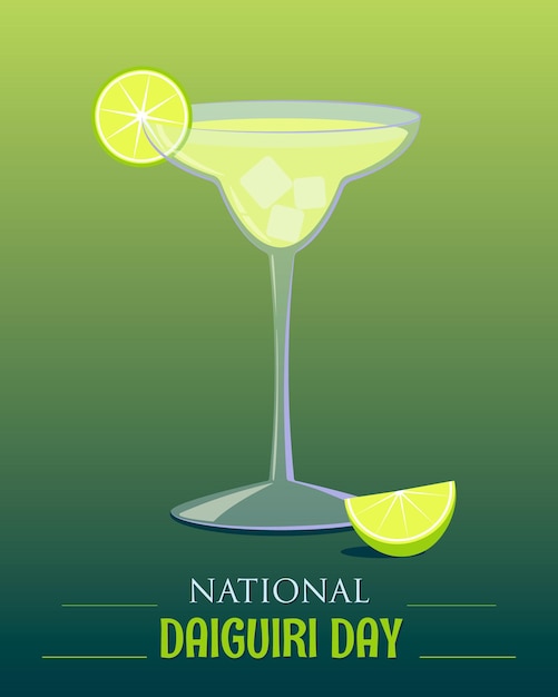 Flat style vector design for National Day of Cuban Origin Alcoholic Cocktail Daiquiri on July 19th