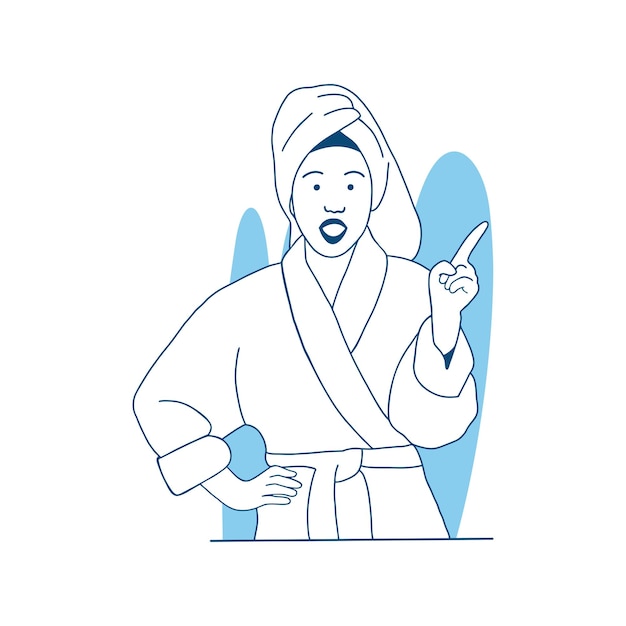 flat style vector illustration a beautiful girl with bath robes