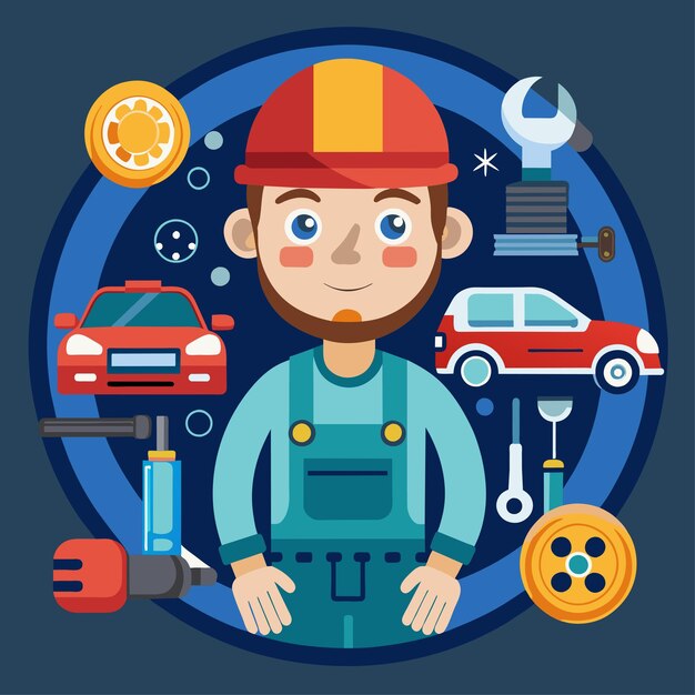 Vector flat style vector illustration of a mechanic