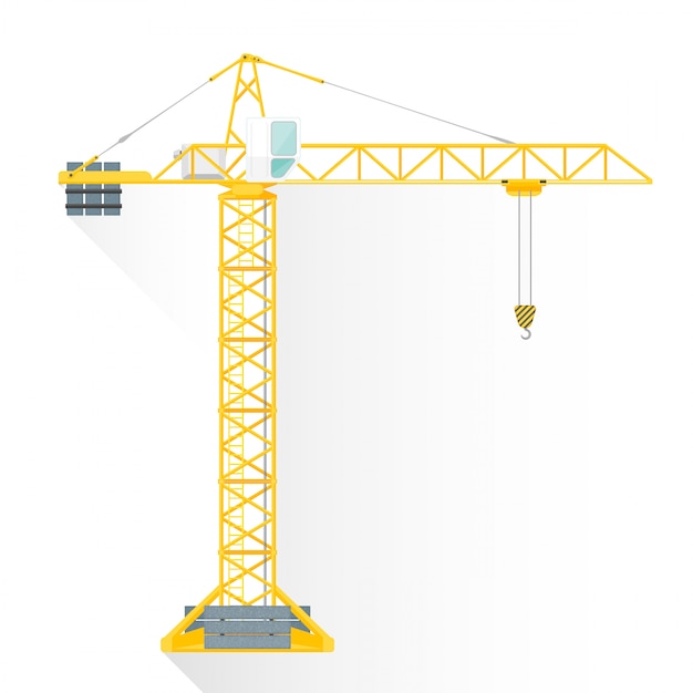  flat style yellow tower building crane  icon