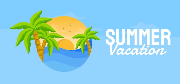 Flat summer banner template.  