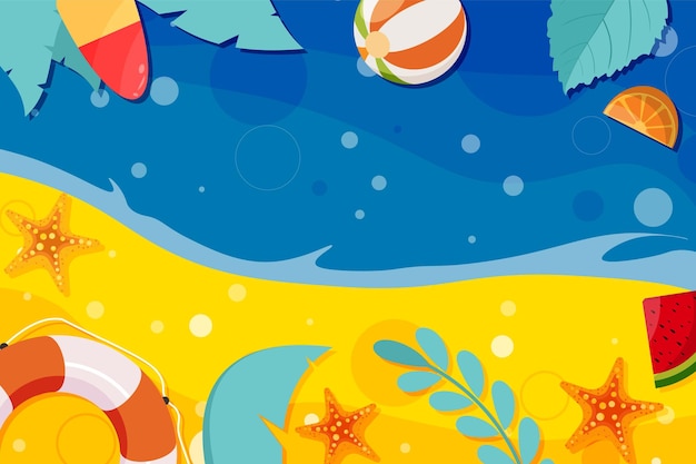 Flat Summer beach elements background