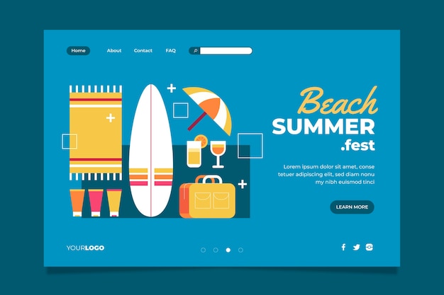 Flat summer landing page template