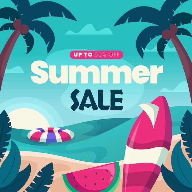 Flat summer sale illustration