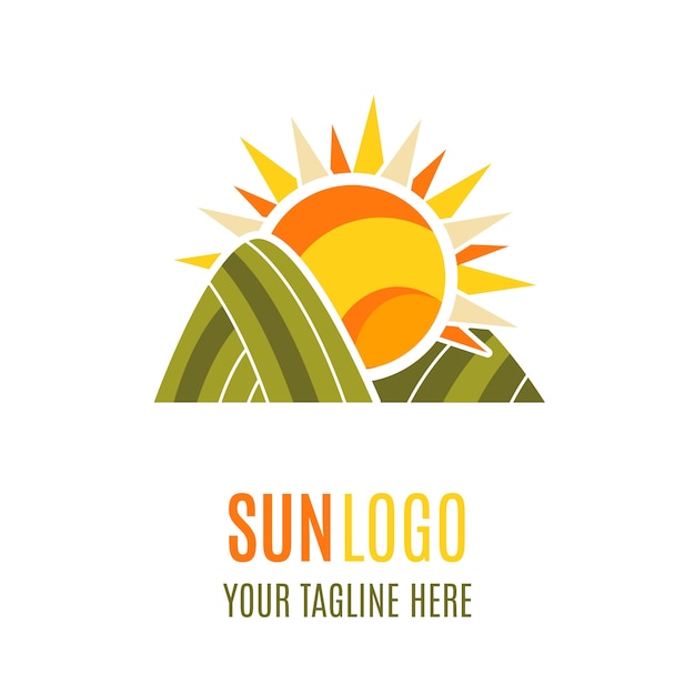 Flat sun logo template