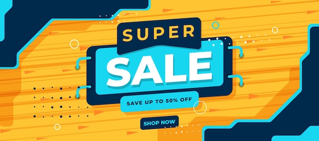 Flat super sale banner design vector