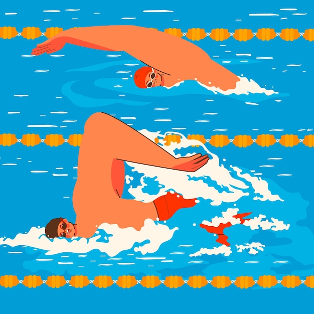 Vector flat swimming competition illustration