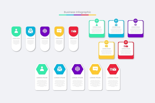 Flat table of steps business infographic template