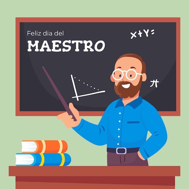 Flat teacher's day illustration in spanish