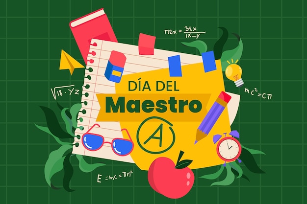 Flat teacher's day in spanish background