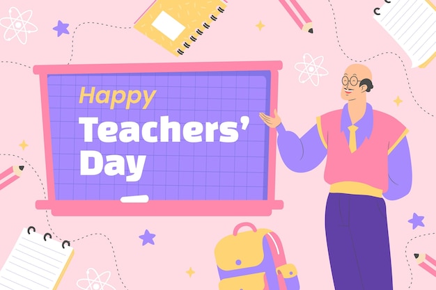 Flat teachers' day background