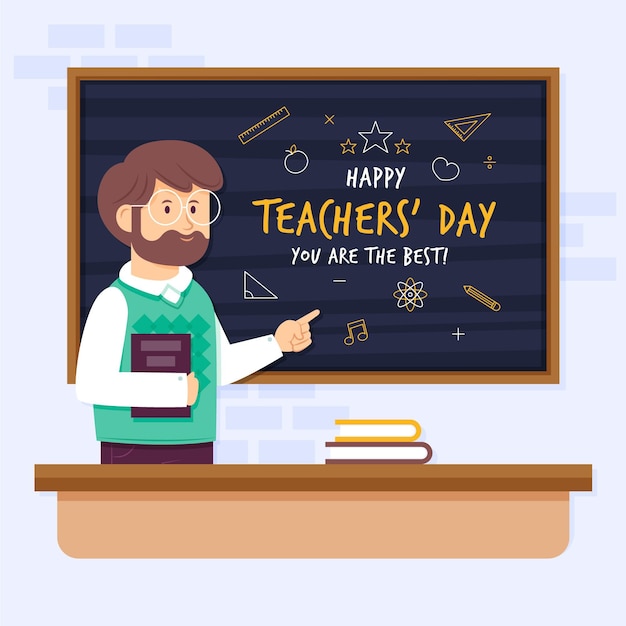 Flat teachers' day illustration