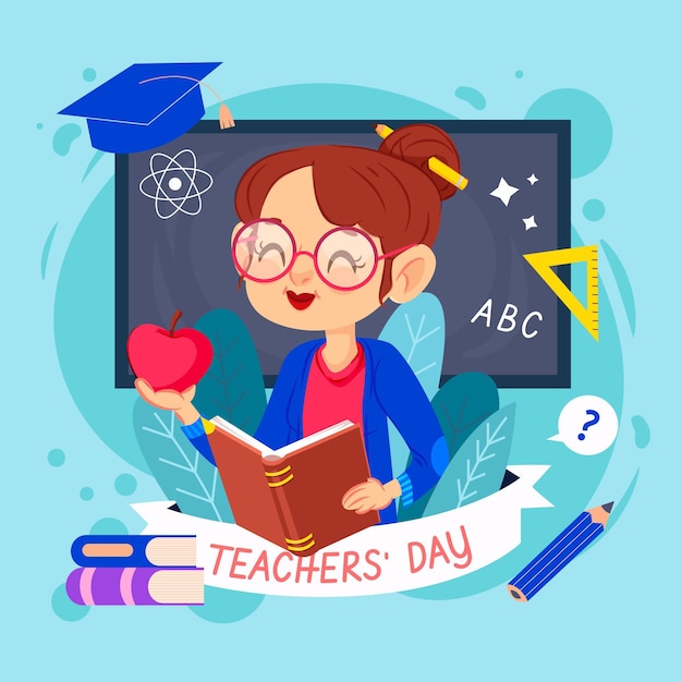 Flat teachers' day illustration