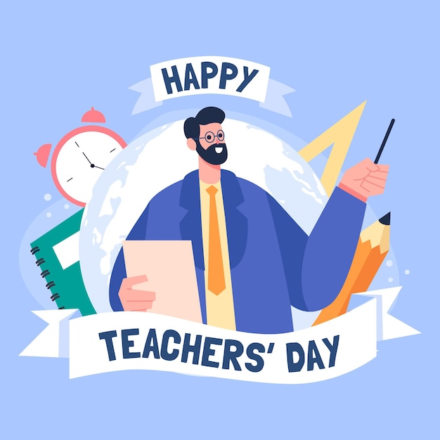 Flat teachers' day illustration