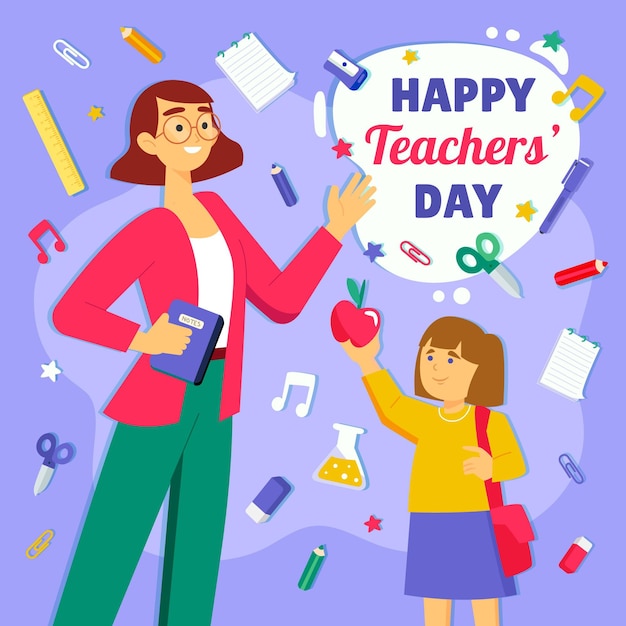 Flat teachers' day illustration