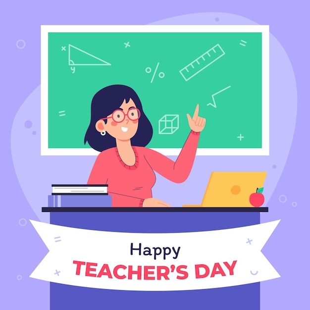 Flat teachers' day illustration