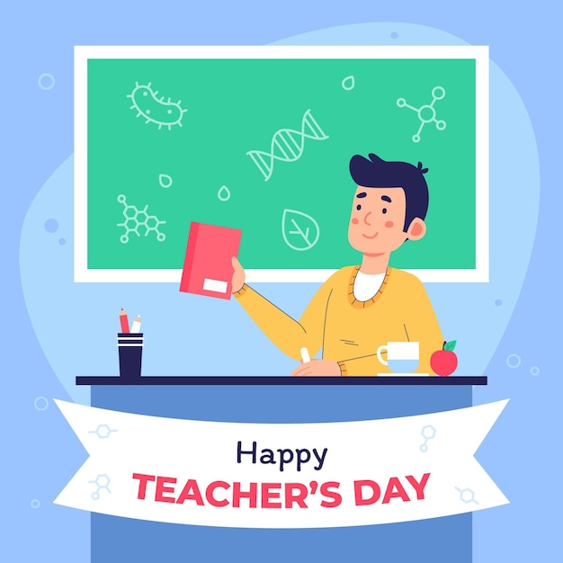 Flat teachers' day illustration