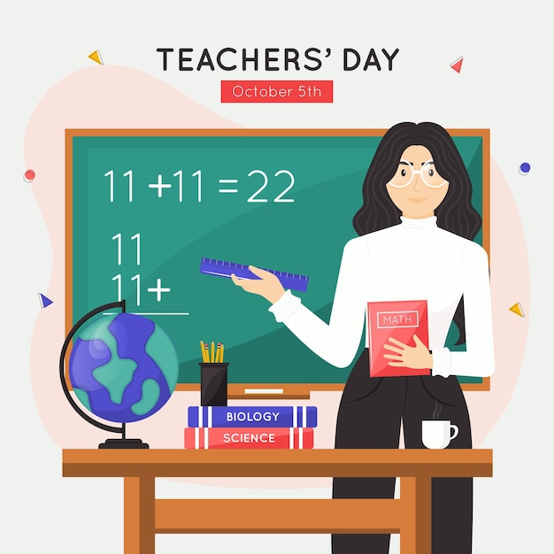 Flat teachers' day illustration