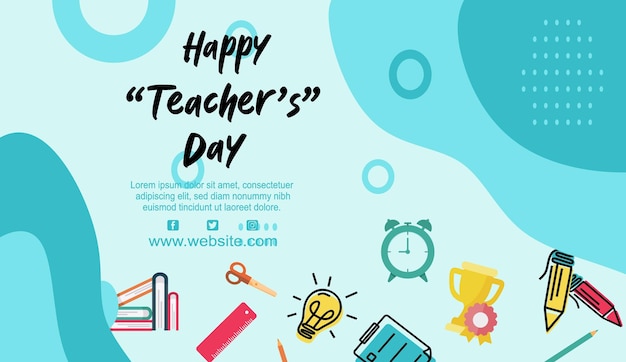 Flat teachers' day poster template and backround