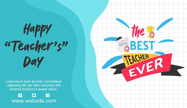 Flat teachers' day poster template and backround