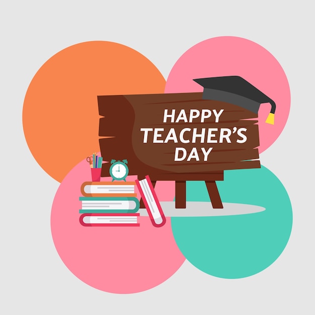 Flat teachers' day poster template and backround