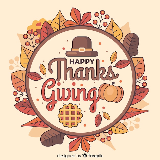 Flat thanksgiving background with dried leaves in a circle