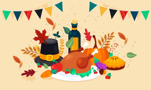 Flat Thanksgiving background