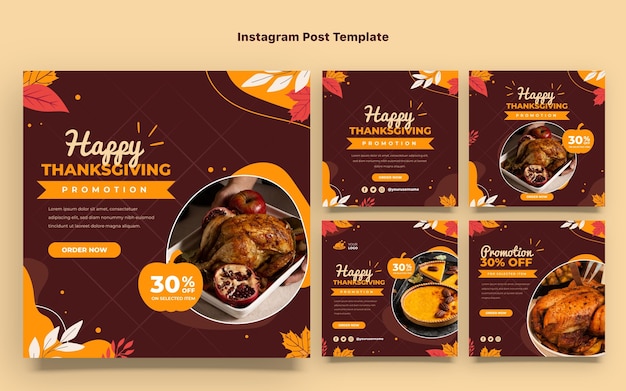 Flat thanksgiving instagram posts collection