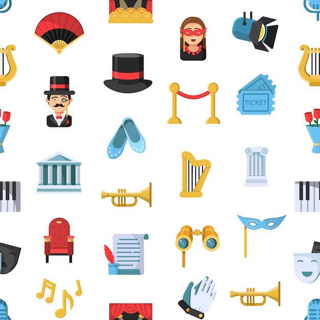  flat theatre icons pattern 