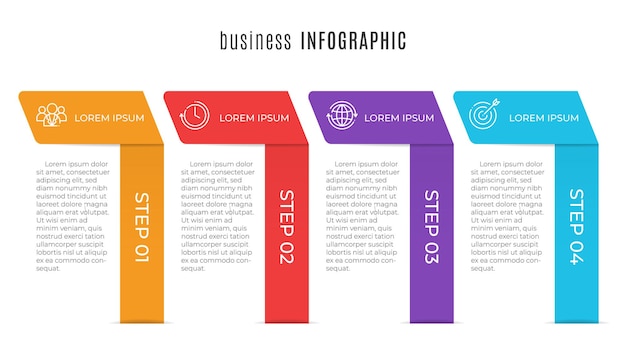 Flat timeline infographic template 4 step