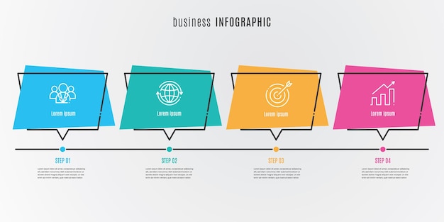 Flat timeline infographic template 
4 steps