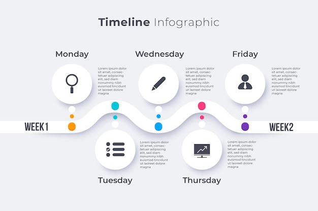 Flat timeline infographic template