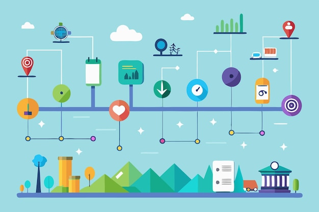 Flat timeline infographic template