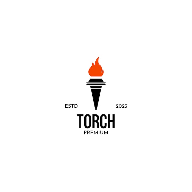 Flat torch logo fire design vector illustration